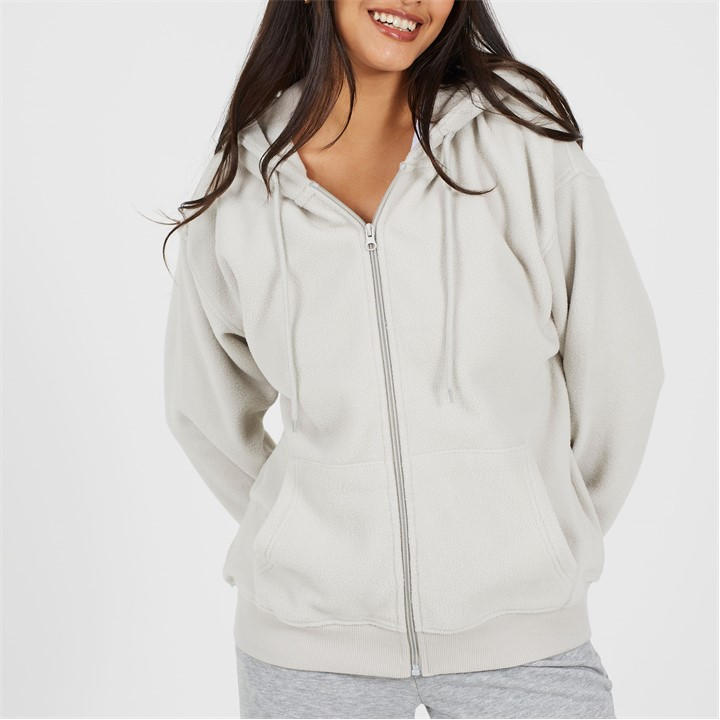 Brave Soul Women's Grey Bs Hooded Zip Though Polar Fleece Sweatshirt in Size 12, Sports Direct