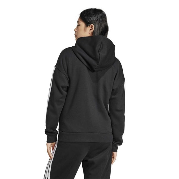 Black - adidas - Essentials 3 Stripe Zip Track Hoodie Womens