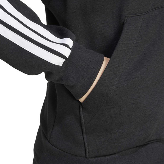 Black - adidas - Essentials 3 Stripe Zip Track Hoodie Womens