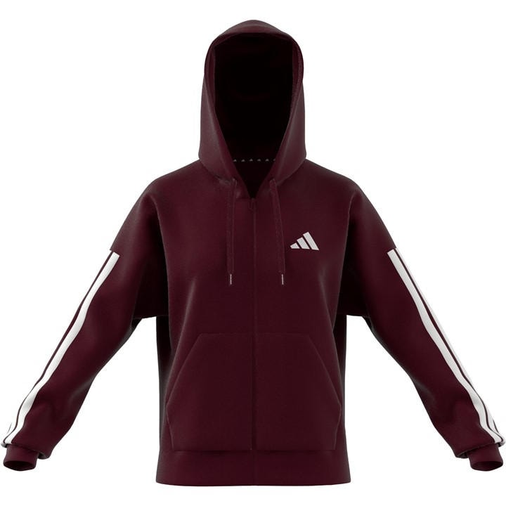 Adidas Women' Red Essentials 3 Stripe Zip Track Hoodie in Size S, Sports Direct
