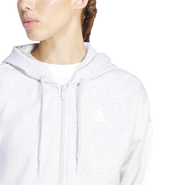 Grey - adidas - Essentials 3 Stripe Zip Track Hoodie Womens