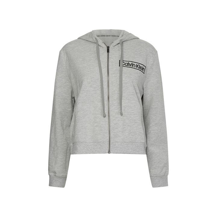 Calvin Klein Women's Grey Long Sleeve Zip Hoodie in Size 12, Sports Direct