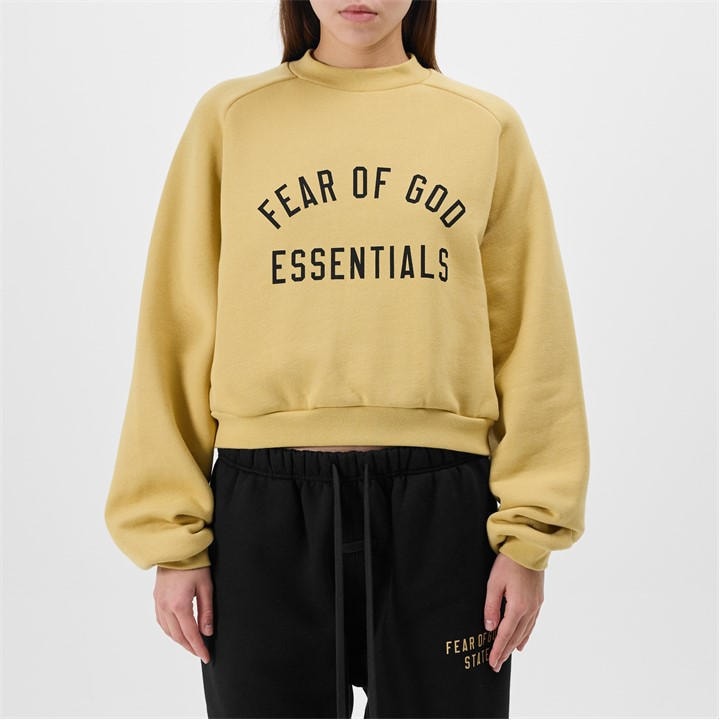 Fear Of God Essentials Women's Yellow Cropped Sweatshirt in Size 16, Sports Direct