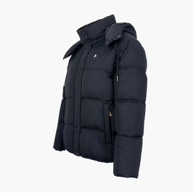 Black - Jack Wills - Women's Riley Wind Resistant Detachable Hood Short Puffer Jacket