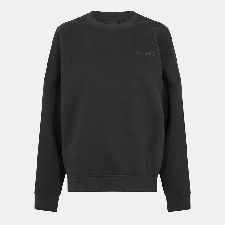Usa Pro Women's Black Classic Sweatshirt in Size 14, Sports Direct