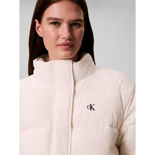 White - Calvin Klein Jeans - Women's  Essential Water Resistant RDS-Certified Down Short Puffer Jacket