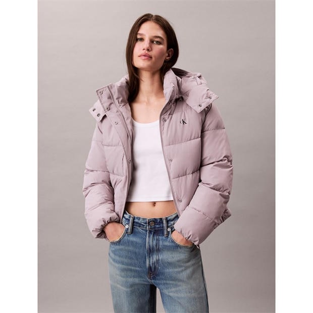 Gull Gray - Calvin Klein Jeans - Women's  Essential Water Resistant RDS-Certified Down Short Puffer Jacket
