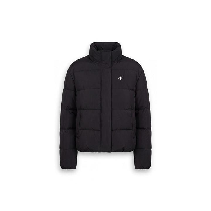 Calvin Klein Jeans Women's Black Essential Water Resistant Rds-Certified Down Short Puffer Jacket in Size 14, Sports Direct