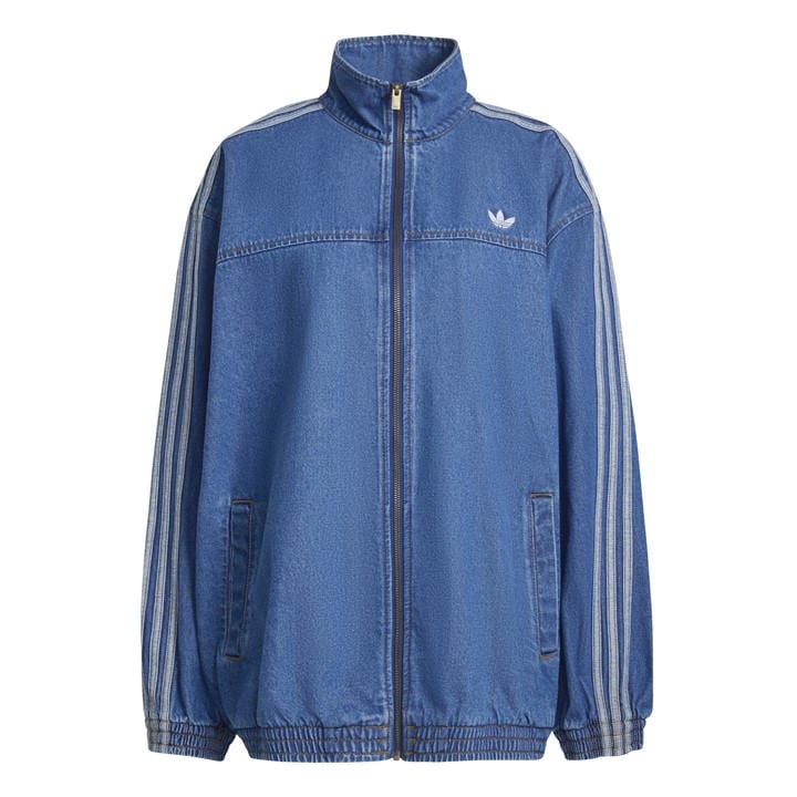 Adidas Originals Women's Blue Firebird Denim Tracksuit Top in Size 8, Sports Direct