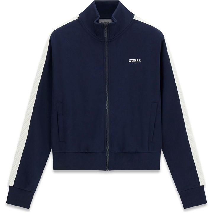 Guess Women's Blue Phoebe Full Zip High Neck Tracksuit Top in Size 10, Sports Direct