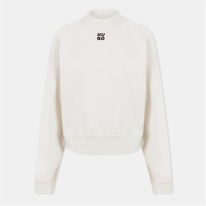 Hugo Women's White Mock-Neck Sweatshirt in Size 14, Sports Direct