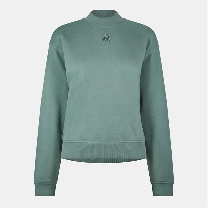 Hugo Women's Green Mock-Neck Sweatshirt in Size 10, Sports Direct