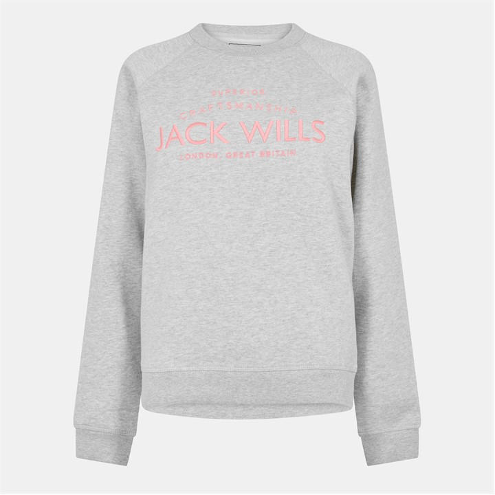 Jack Wills Women's Grey Hunston Graphic Crew Neck Sweatshirt in Size 14, Sports Direct