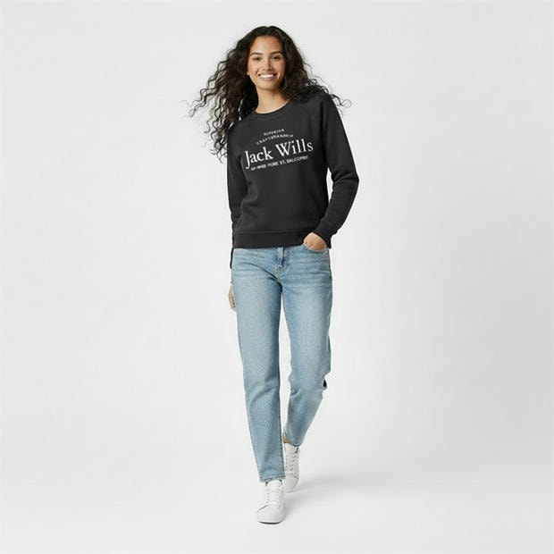 Black - Jack Wills - Hunston Graphic Crew Neck Sweatshirt