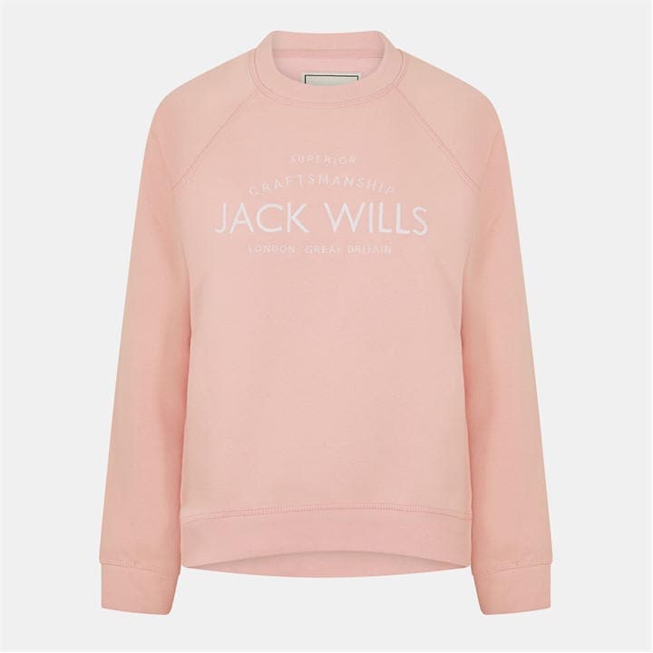 Jack Wills Women's Pink Hunston Graphic Crew Neck Sweatshirt in Size 14, Sports Direct
