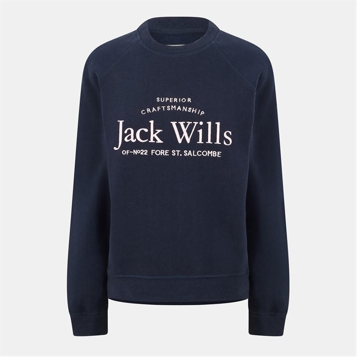 Jack Wills Women's Blue Hunston Graphic Crew Neck Sweatshirt in Size 4, Sports Direct