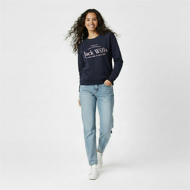 Navy - Jack Wills - Hunston Graphic Crew Neck Sweatshirt
