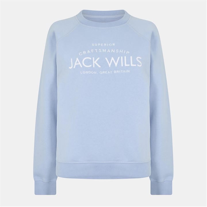 Jack Wills Women's Blue Hunston Graphic Crew Neck Sweatshirt in Size 12, Sports Direct