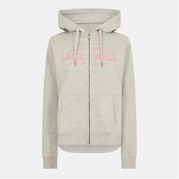 Jack Wills Women's Grey Hunston Logo Zip Hoodie in Size 16, Sports Direct
