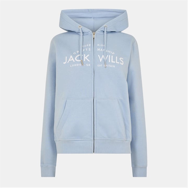 Jack Wills Women's Blue Hunston Logo Zip Hoodie in Size 10, Sports Direct