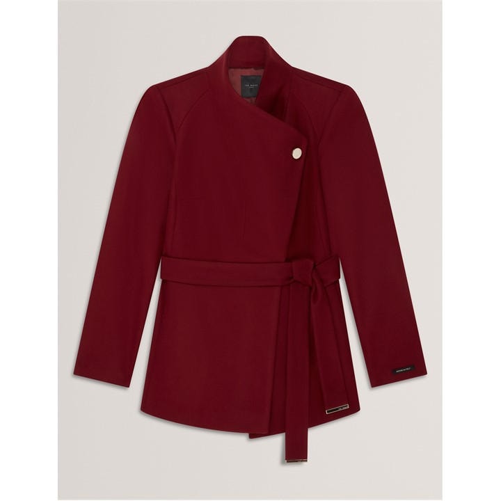Ted Baker Women's Red Wool Short Belted Overcoat in Size 10, Sports Direct