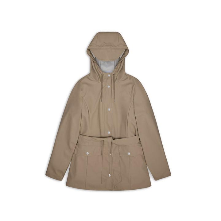 Rains Women's Beige Curve Waterproof Jacket in Size 12, Sports Direct