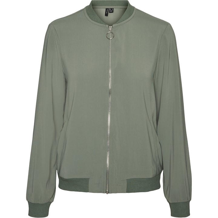 Vero Moda Women's Green Coco Lightweight Zip-Through Bomber Jacket in Size 8, Sports Direct