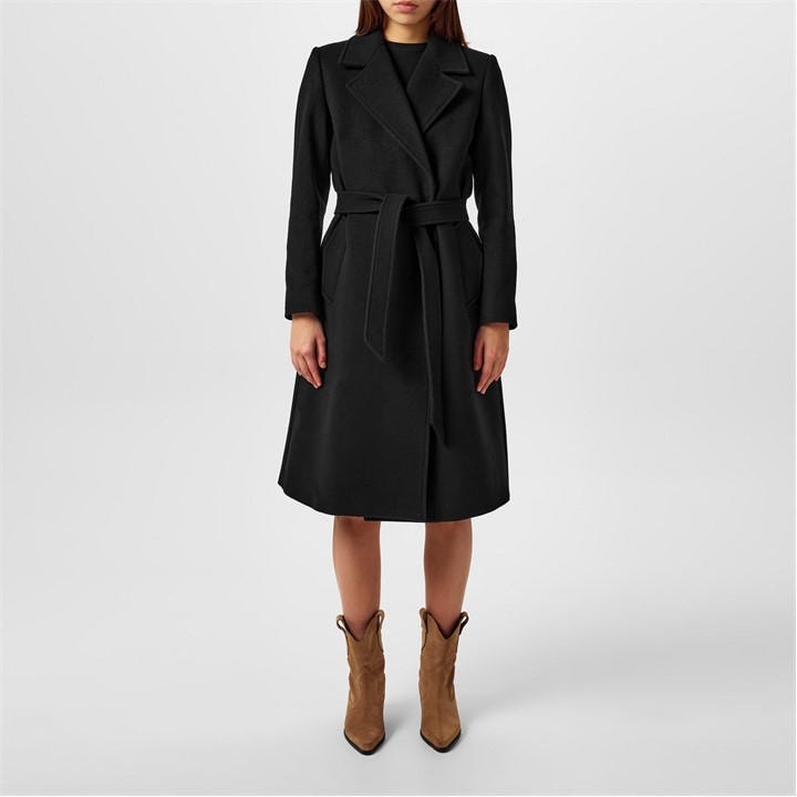 Barbour Women's Black Clodagh Wool Mid-Length Trench Overcoat in Size 16, Sports Direct