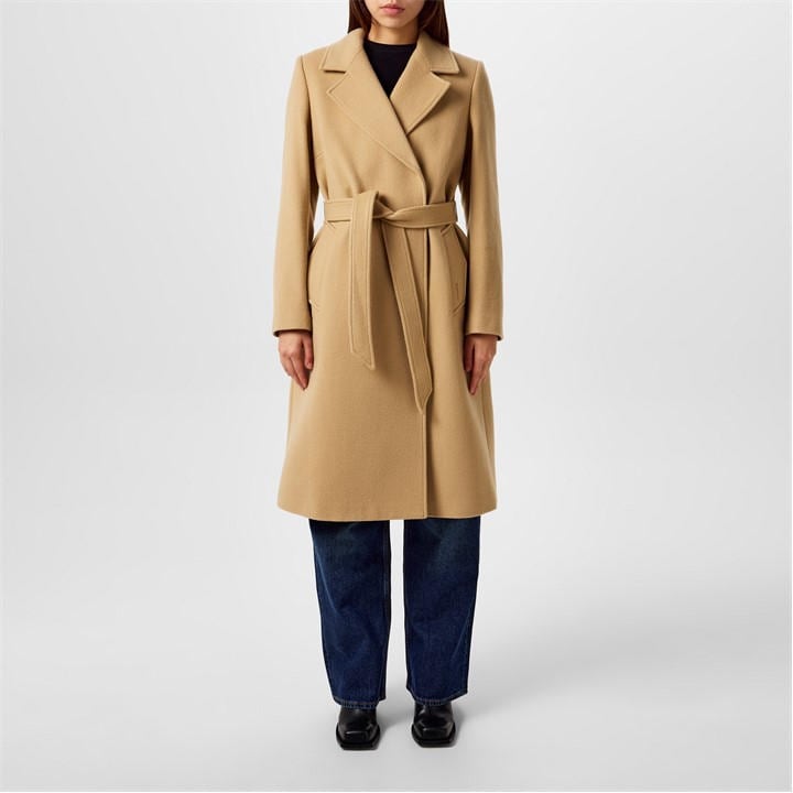 Barbour Women's Beige Clodagh Wool Mid-Length Trench Overcoat in Size 8, Sports Direct
