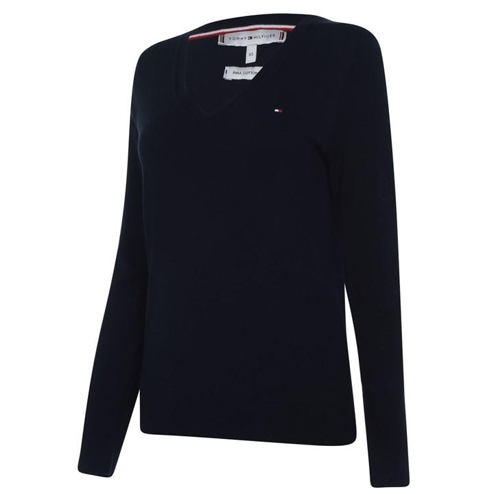Tommy Hilfiger Women's Blue Heritage V Neck Sweater in Size 8, Sports Direct