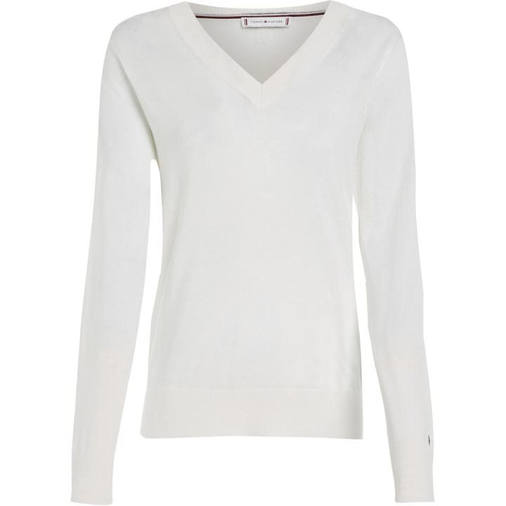Tommy Hilfiger Women's Cream Heritage V Neck Sweater in Size 8, Sports Direct