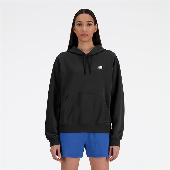 New Balance Women's Black French Terry Hoodie in Size 14, Sports Direct