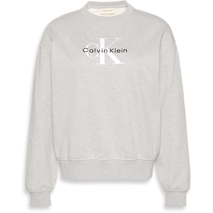 Calvin Klein Jeans Women's Grey Cotton Crew Sweatshirt in Size 14, Sports Direct