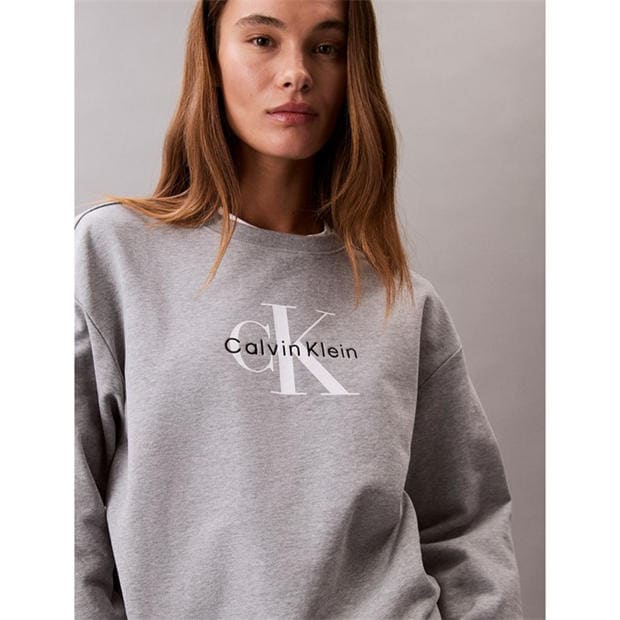 Grey Heather - Calvin Klein Jeans - Women's Cotton Crew Sweatshirt