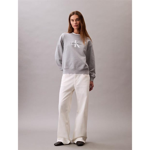 Grey Heather - Calvin Klein Jeans - Women's Cotton Crew Sweatshirt