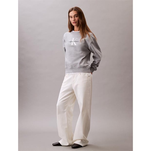 Grey Heather - Calvin Klein Jeans - Women's Cotton Crew Sweatshirt