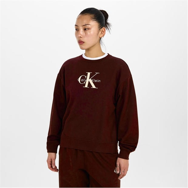 Mocha Brown - Calvin Klein Jeans - Women's Cotton Crew Sweatshirt