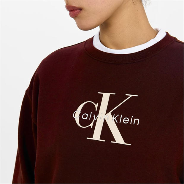 Mocha Brown - Calvin Klein Jeans - Women's Cotton Crew Sweatshirt