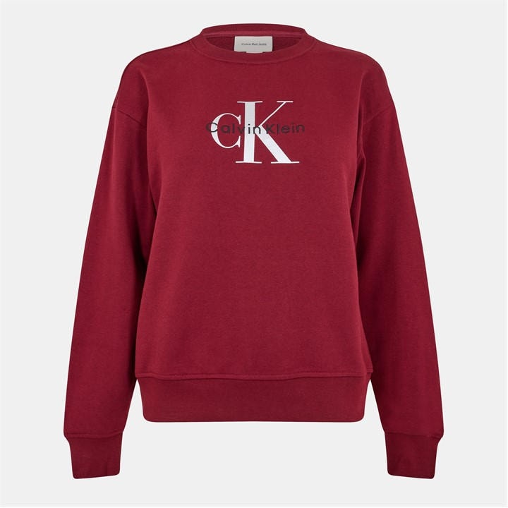 Calvin Klein Jeans Women's Red Cotton Crew Sweatshirt in Size 10, Sports Direct