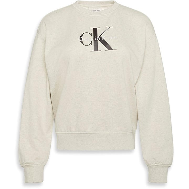 Calvin Klein Jeans Women's Cream Cotton Crew Sweatshirt in Size 12, Sports Direct