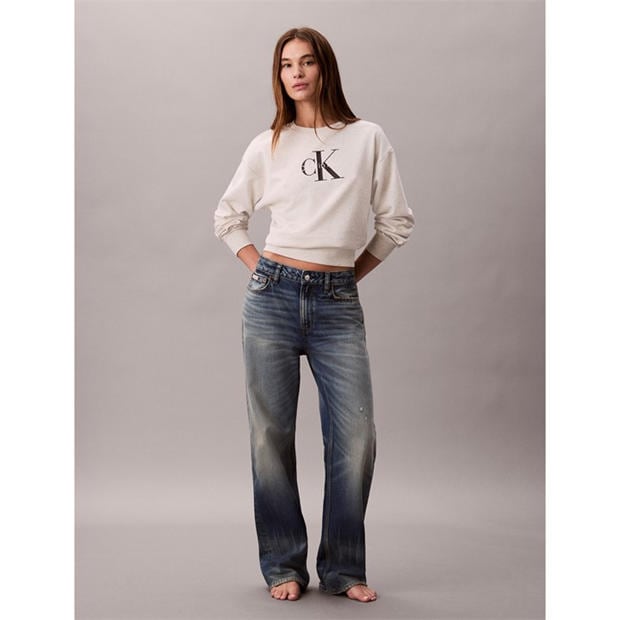 Vanilla Heather - Calvin Klein Jeans - Women's Cotton Crew Sweatshirt