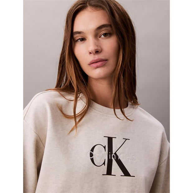 Vanilla Heather - Calvin Klein Jeans - Women's Cotton Crew Sweatshirt