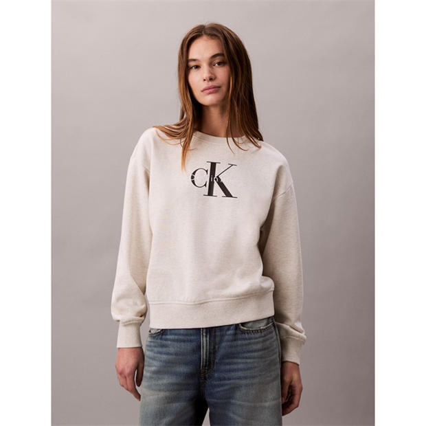 Vanilla Heather - Calvin Klein Jeans - Women's Cotton Crew Sweatshirt