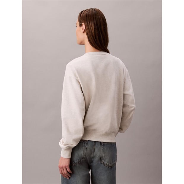 Vanilla Heather - Calvin Klein Jeans - Women's Cotton Crew Sweatshirt