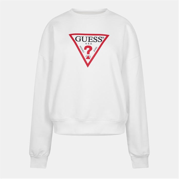 Guess Women's White Triangle Icon Sweatshirt in Size 14, Sports Direct