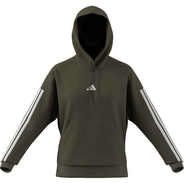 Adidas Women's Green Essentials 3-Stripes Fleece Hoodie in Size L, Sports Direct