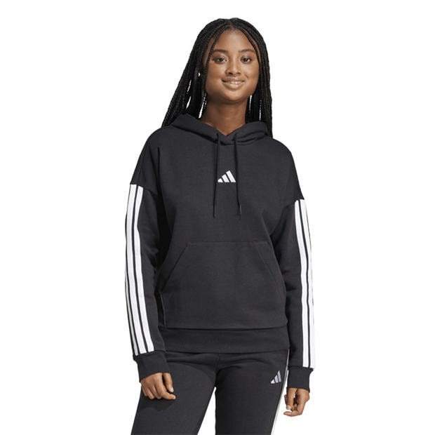 Black - adidas - Essentials 3-Stripes Fleece Hoodie