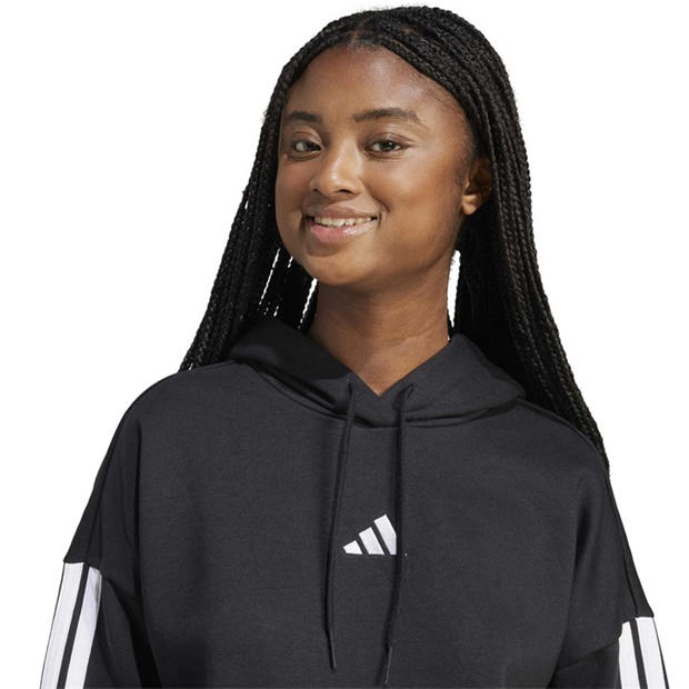 Black - adidas - Essentials 3-Stripes Fleece Hoodie