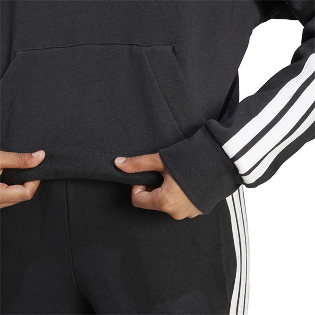 Black - adidas - Essentials 3-Stripes Fleece Hoodie