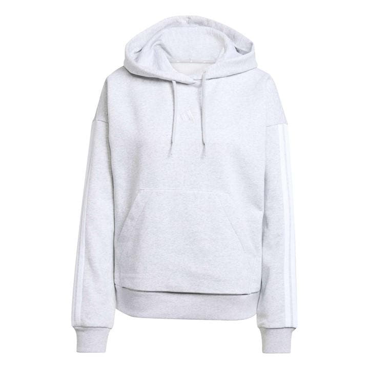 Adidas Women's Grey Essentials 3-Stripes Fleece Hoodie in Size L, Sports Direct